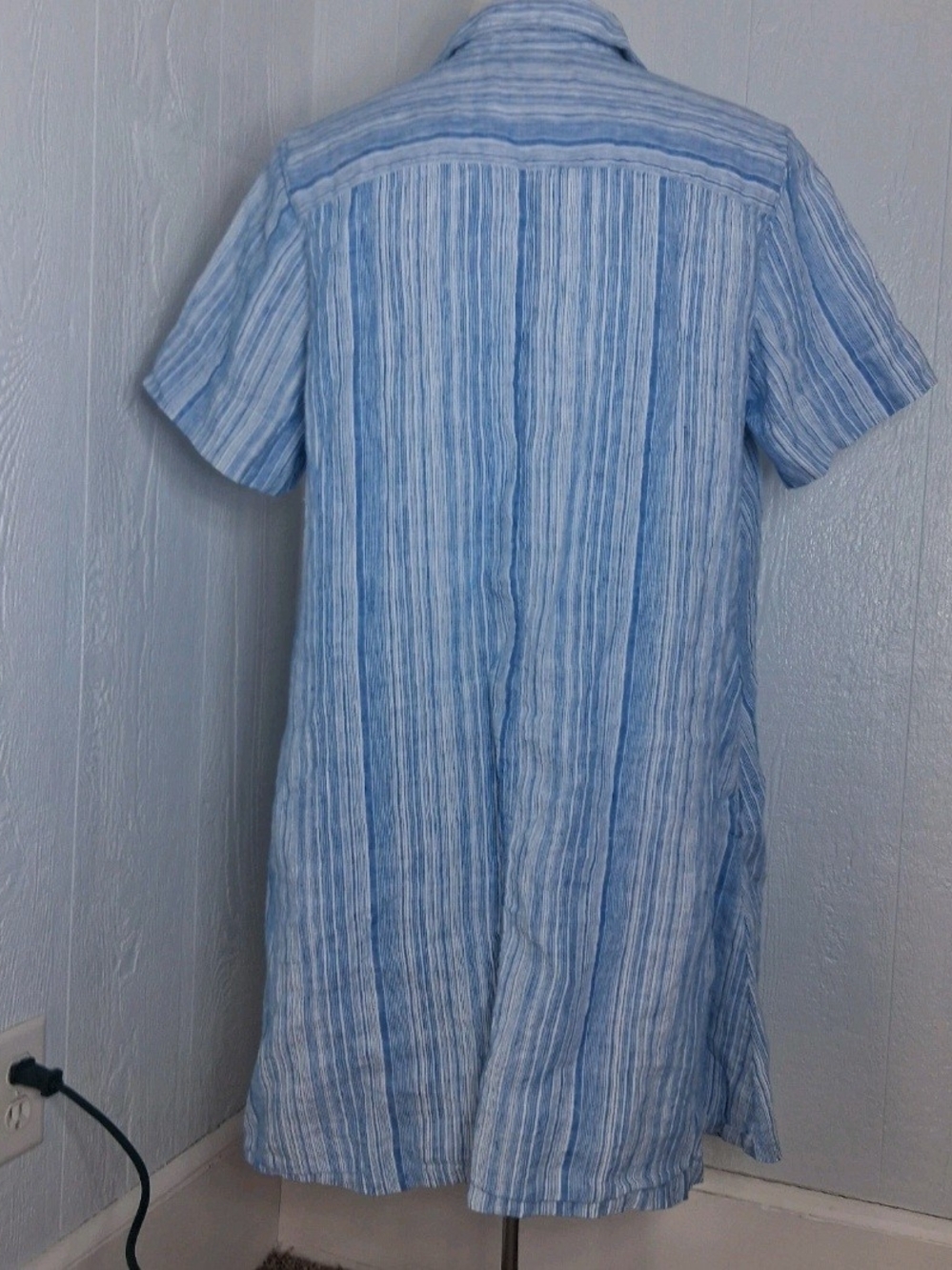 Tahari Lagenlook 100% Linen Striped 1X Dress Essential Coastal Cruise Staple - Picture 5 of 10